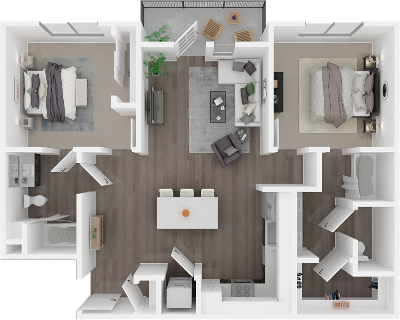 Two Bed Two Bath B1 1056 Sq Foot Floor Plan